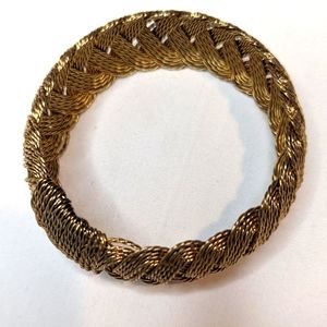 Vintage Gold Tone Braided Basket Weave Bracelet